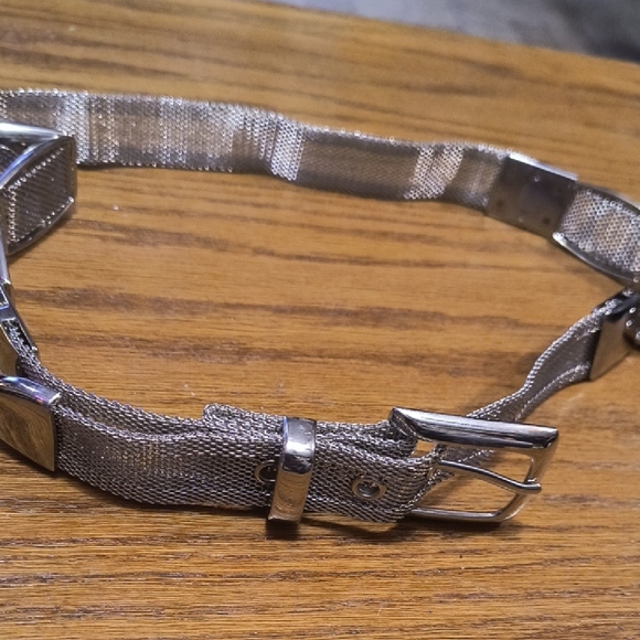 Rare! Unisex NOS Vintage 1980s PARIS Silver Tone Metal Mesh Belt 1